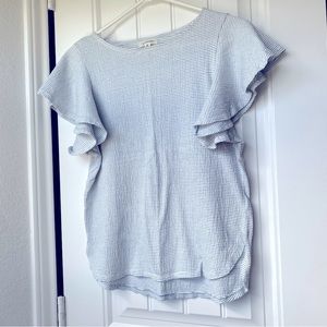 Max Studio Striped Flutter Sleeve Top